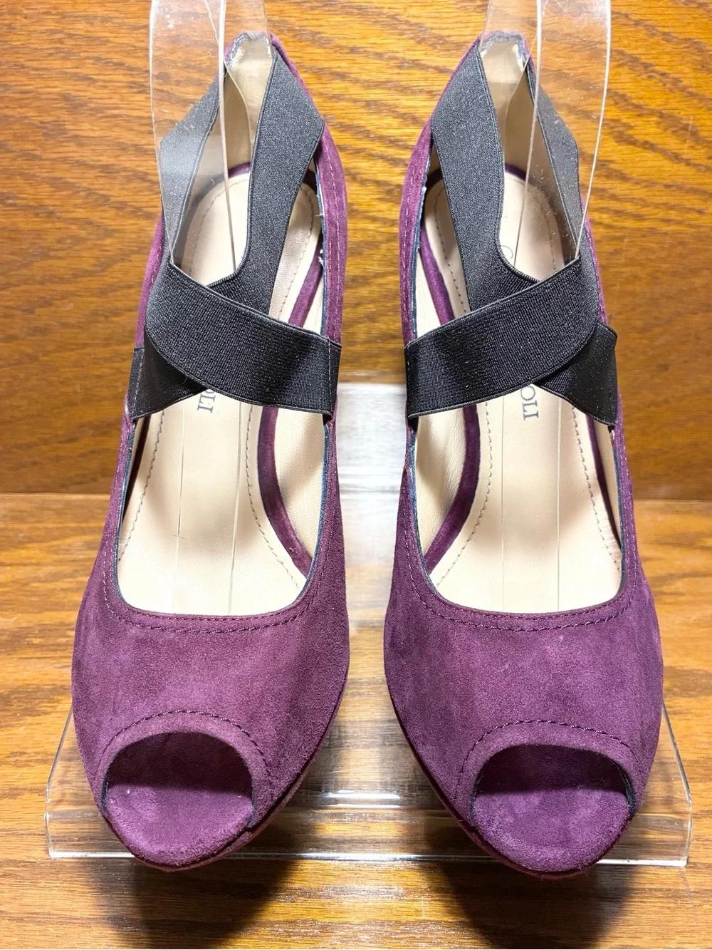 Gastone Lucioli ITALY MADE Criss Cross Strap Platform Heels Purple Suede EU 39.5